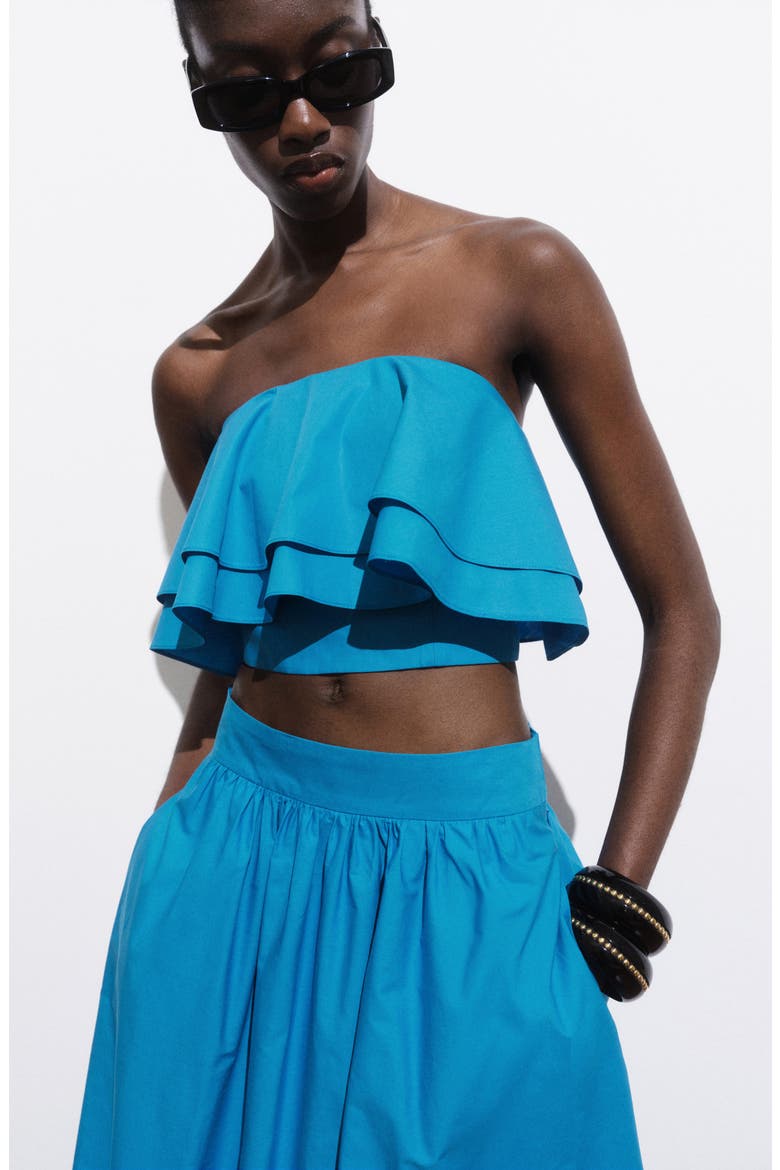 Tiered Cotton Maxi Skirt, Alternate, color, BLUE