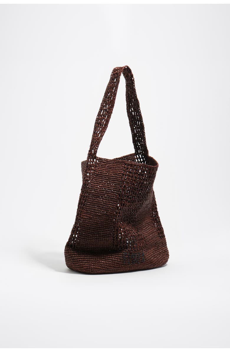 Bimba y Lola Raffia Woven Shoulder Bag, Main, color, Nut