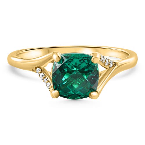 Bliss Diamond 1 1/2ct Cushion Emerald & Diamond Ring 10k Gold Lab Grown Engagement Fashion In 10k Yellow Gold