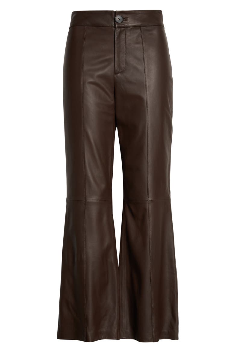 Leather Flare Pants, Alternate, color, 242DKM-DK MAHOGANY