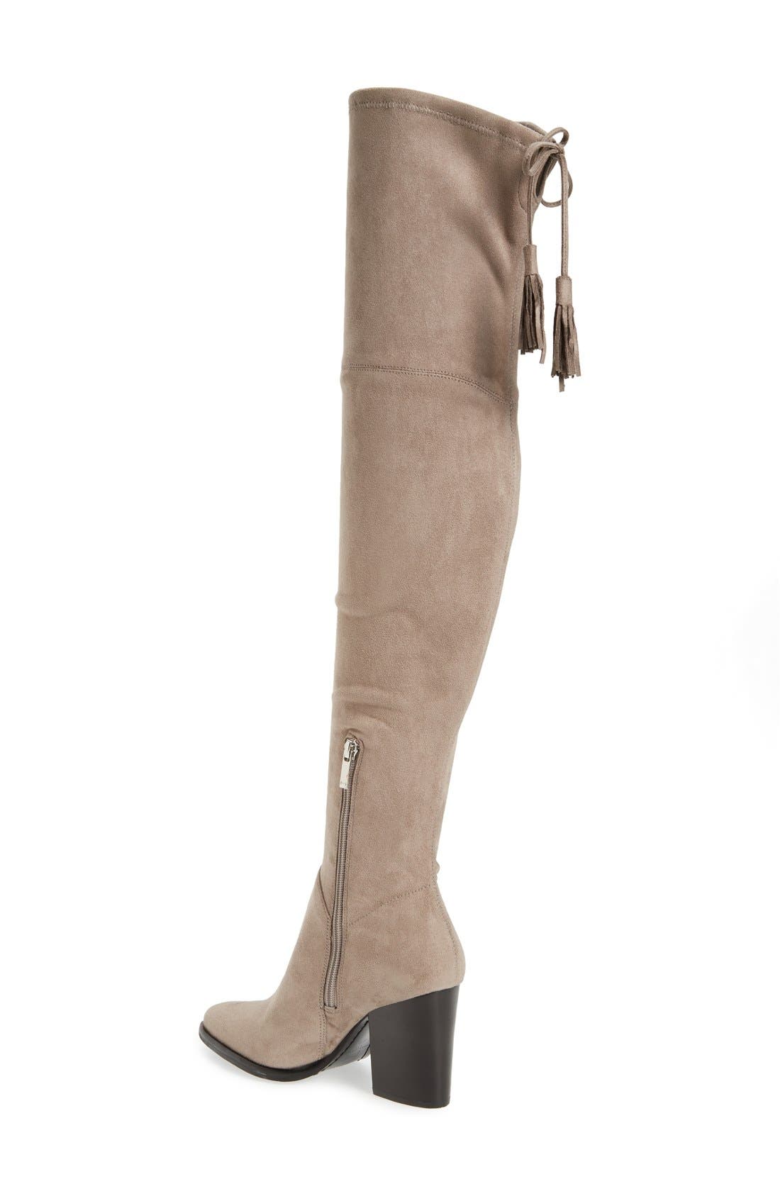 Alinda Over the Knee Boot, Alternate, color, LIGHT GREY STRETCH FABRIC