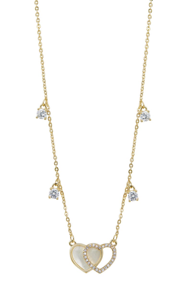 Sweet Mother-of-Pearl & Cubic Zirconia Necklace, Main, color, YELLOW/ MOTHER OF PEARL