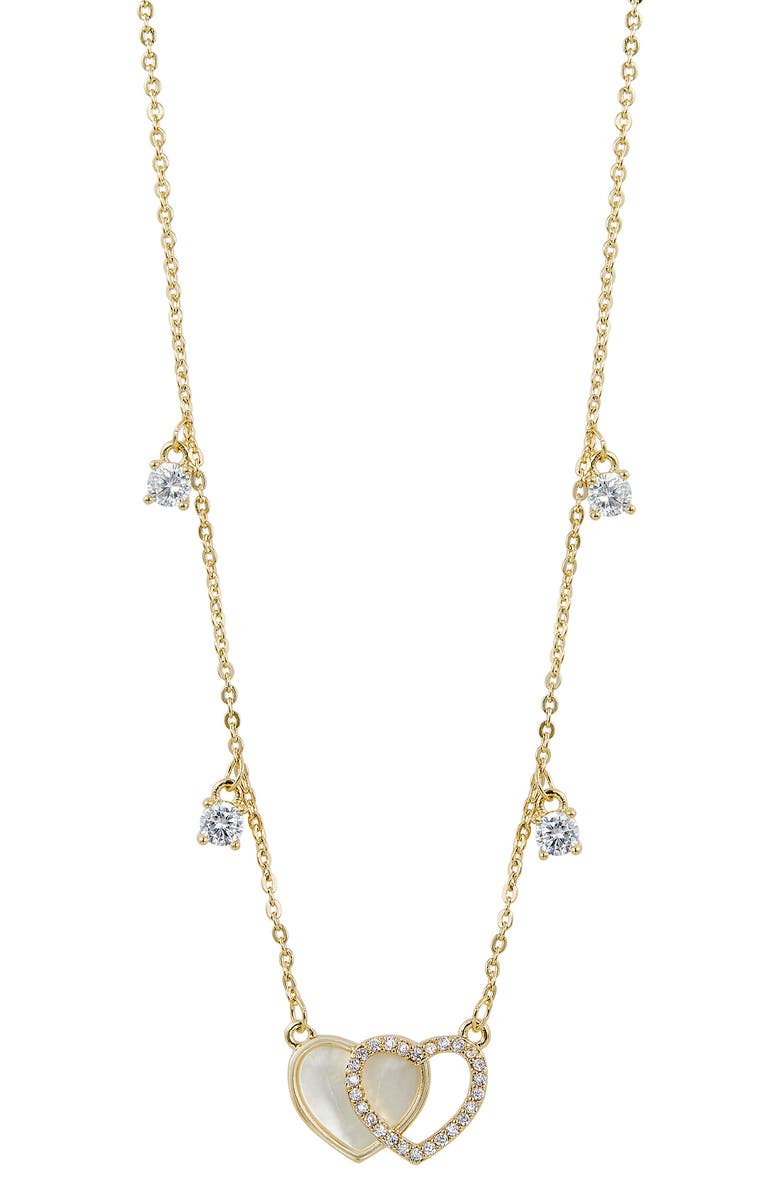 SAVVY CIE JEWELS Sweet Mother-of-Pearl & Cubic Zirconia Necklace, Main, color, Yellow/ Mother Of Pearl