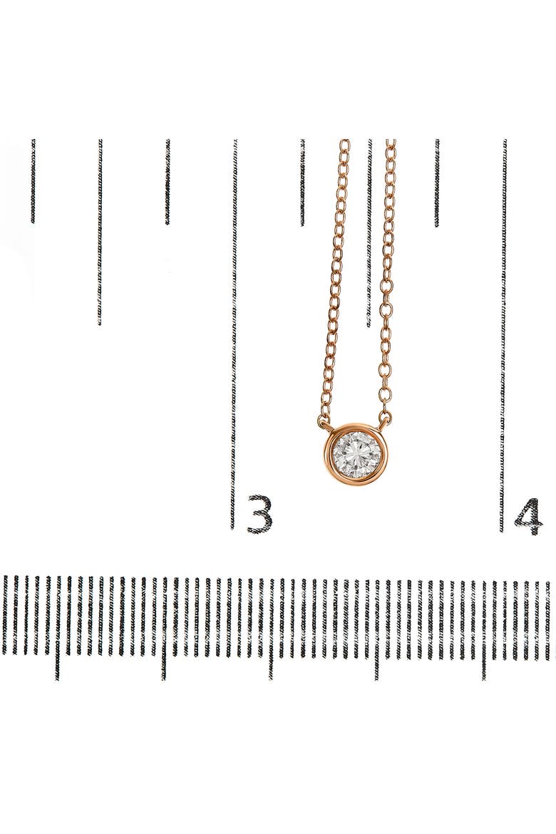 14K Rose Gold Plated Sterling Silver Bezel- Diamond Solitaire Pendant Necklace, Alternate, color, Rose