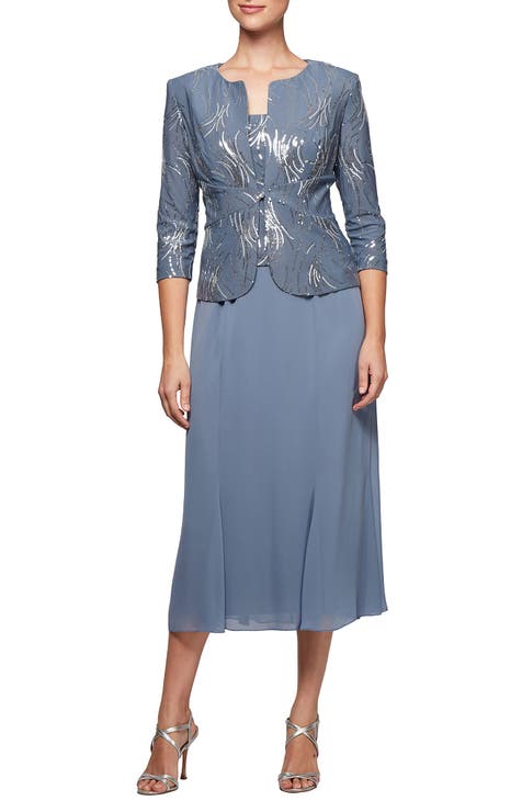 Alex Evenings 2-Piece Lace Dress and Jacket store Set in Royal Blue