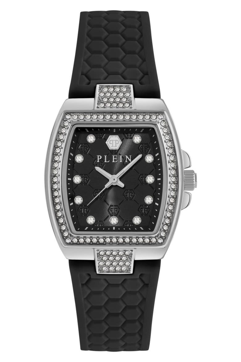 Plein Supreme Quartz Silicone Strap Watch, 30mm, Main, color, STAINLESS STEEL