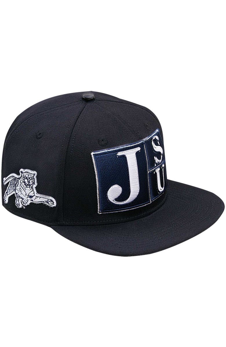 PRO STANDARD Men's Pro Standard Black Jackson State Tigers Arch Over Logo Evergreen Snapback Hat, Main, color, 