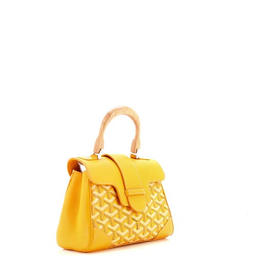 Pre-owned Goyard  Goyard Saigon Top Handle Bag Coated Canvas With Leather Mini In Yellow