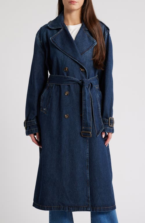 HIDDEN JEANS Classic Denim Trench Coat in Dark Wash 