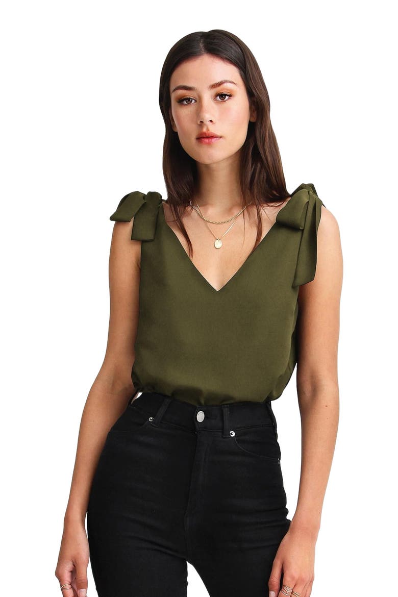 Feel For You V-Neck Top, Alternate, color, Military