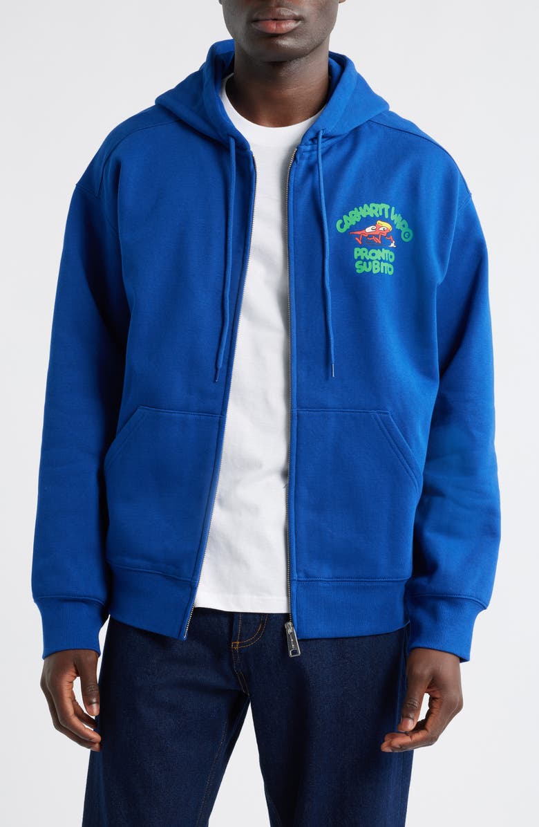 Carhartt Work In Progress Pronto Subito Graphic Zip Hoodie, Main, color, Wolfsbane