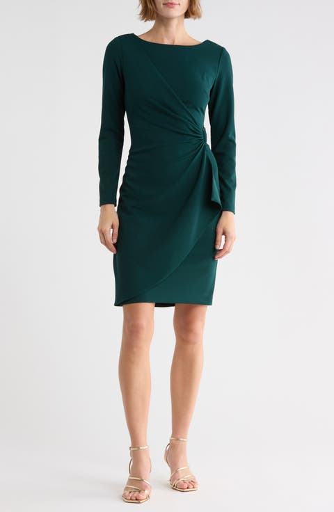Ruched Long Sleeve Sheath Dress