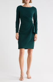 DKNY Ruched Long Sleeve Sheath Dress