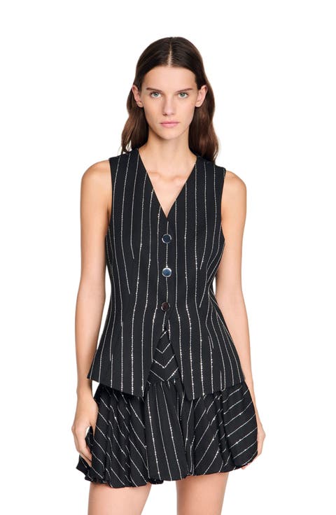 Sequinned striped jacket