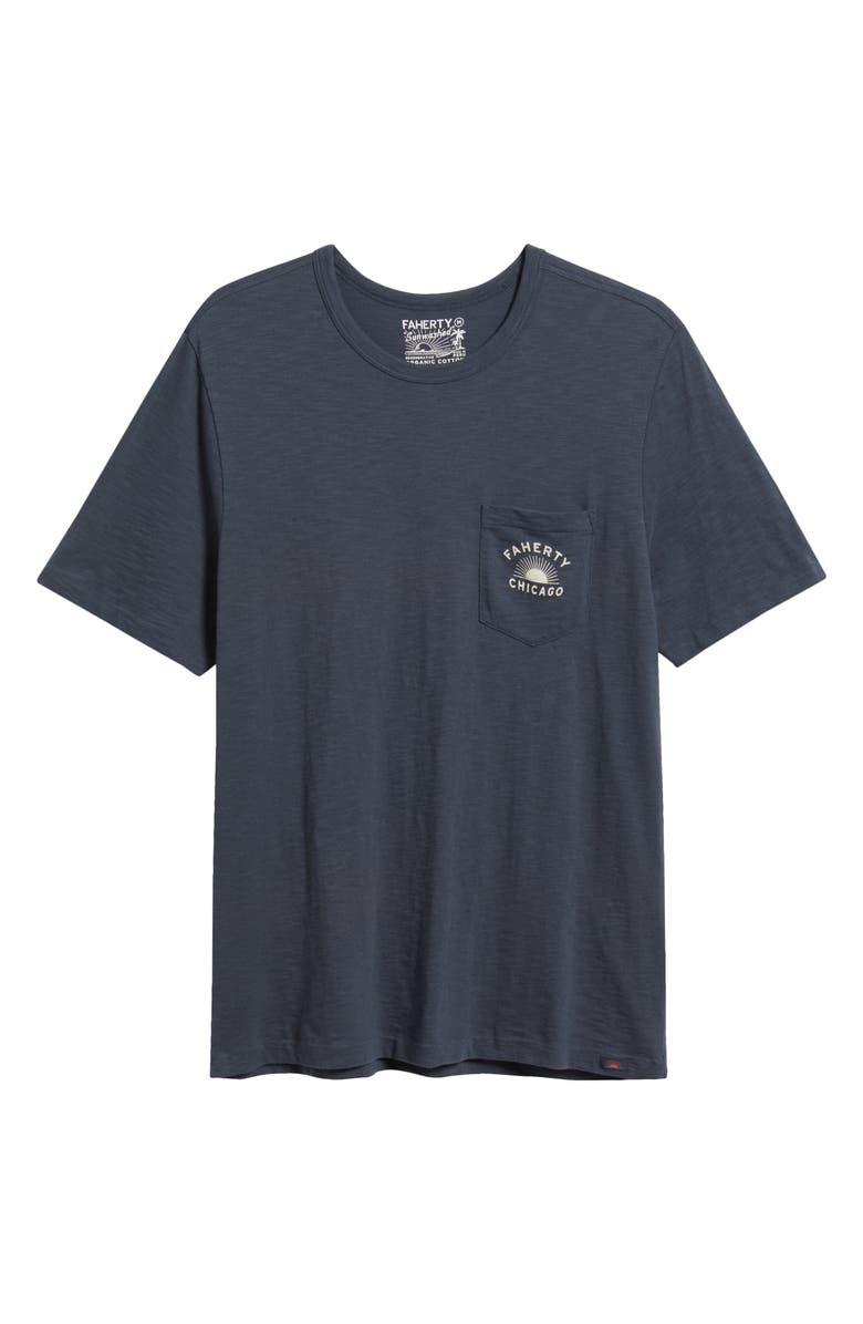 Faherty Sunwashed Chicago Graphic Pocket T-Shirt, Alternate, color, Dune Navy