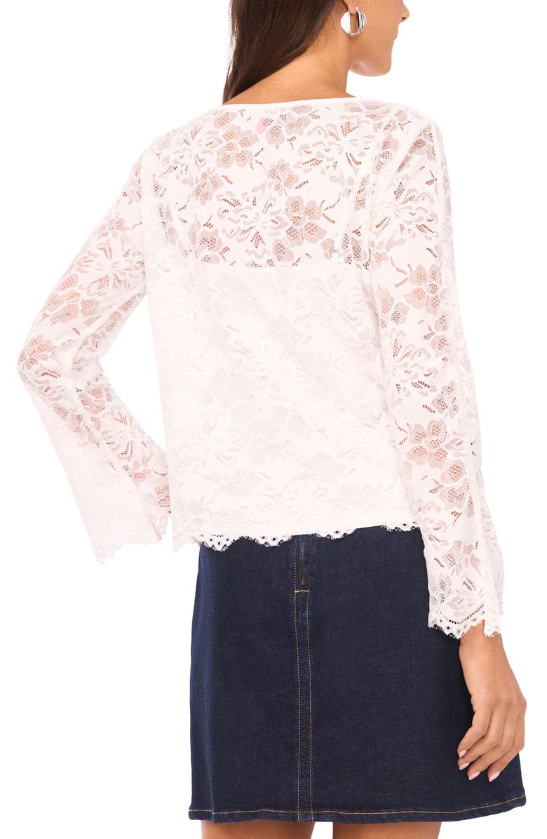 Vince Camuto Lace Flare Sleeve Top, Alternate, color, New Ivory