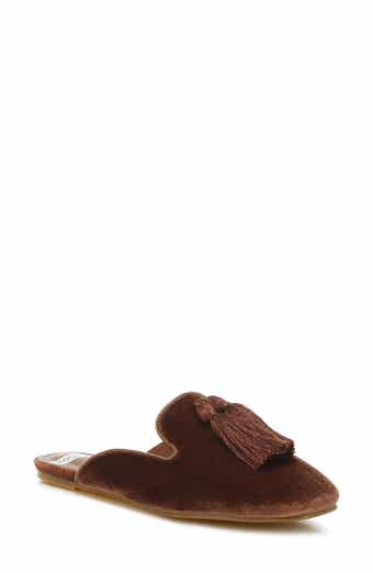 Rag & Co Cardinal Tassel Velvet Mule