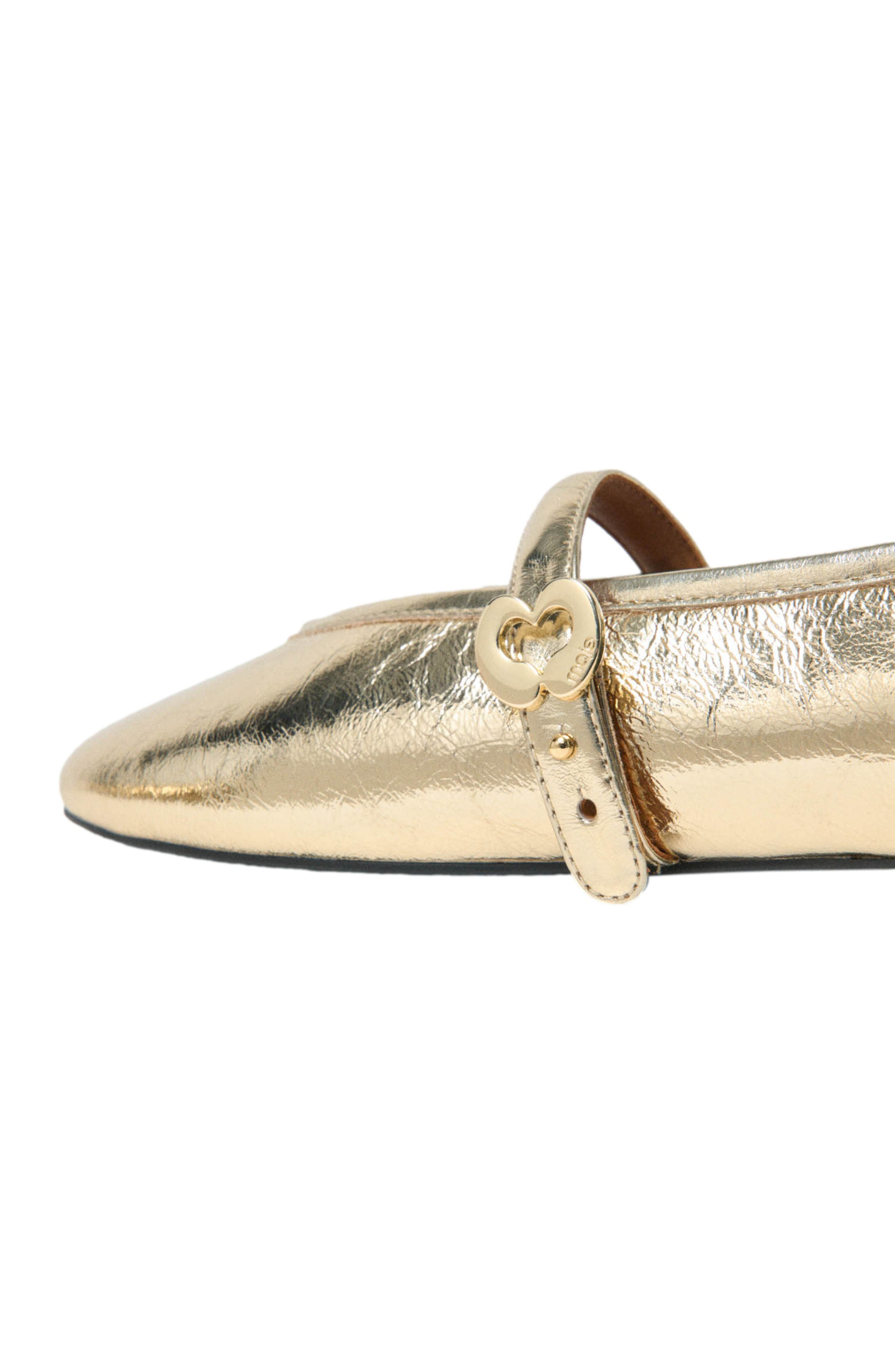 maje Metallic leather ballet flats, Alternate, color, Light Gold