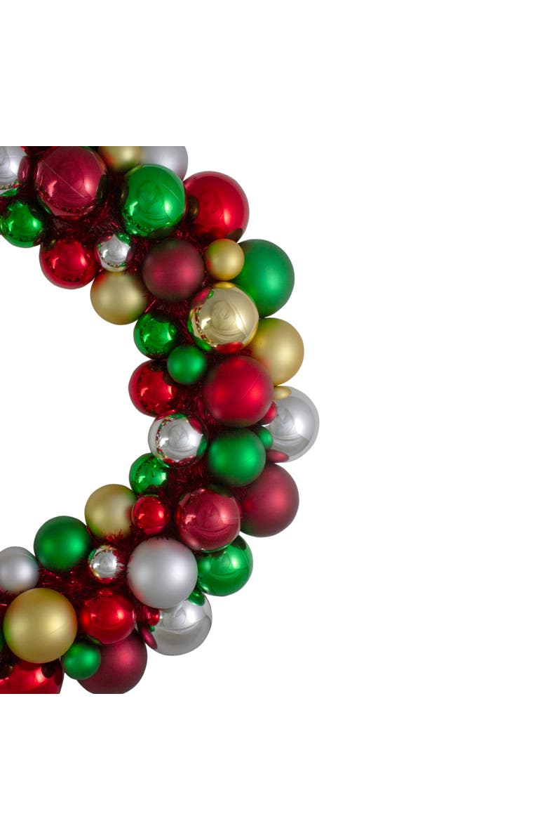 Northlight Traditional 2-Finish Shatterproof Ball Christmas Wreath - 24" - Multicolor - Unlit, Alternate, color,