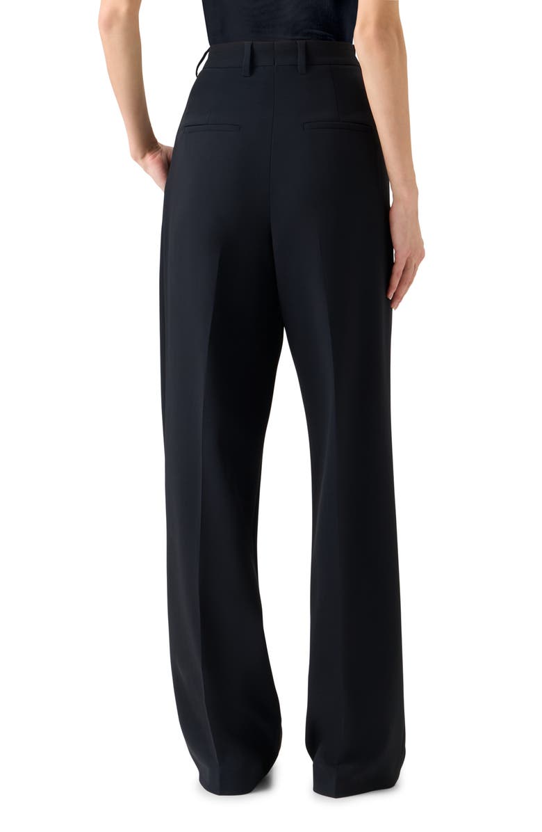 Akris Forest Wool Blend Straight Leg Pants, Alternate, color, Black