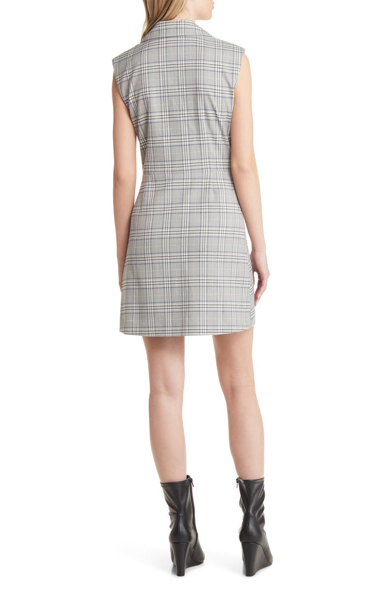 Open Edit Plaid Side Button Blazer Dress, Alternate, color, Black- Blue Poly Check
