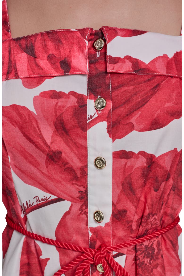 Floral Print Sleeveless Dress, Alternate, color, TOMATO MULTI