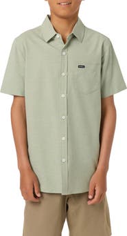 O'Neill Kids' Solid Short Sleeve Stretch Twill Button-Up Shirt
