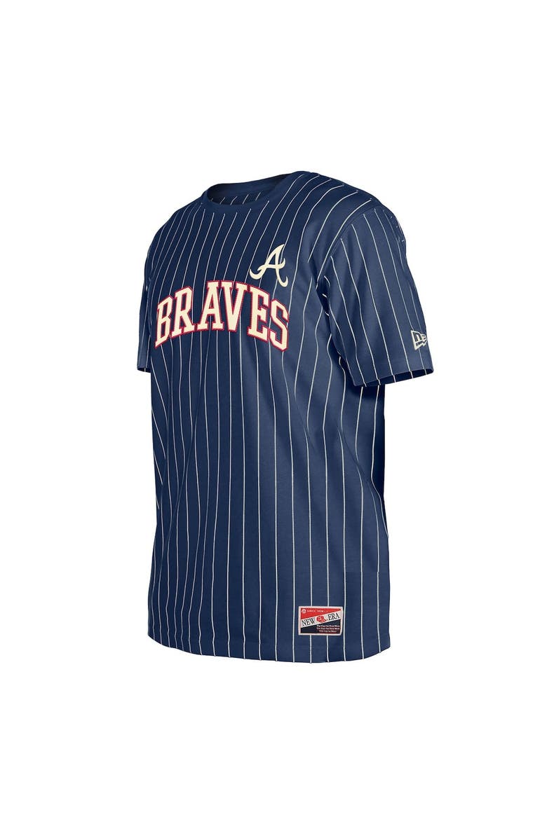 New Era Men's New Era Navy Atlanta Braves Throwback Pinstripe T-Shirt, Alternate, color, 