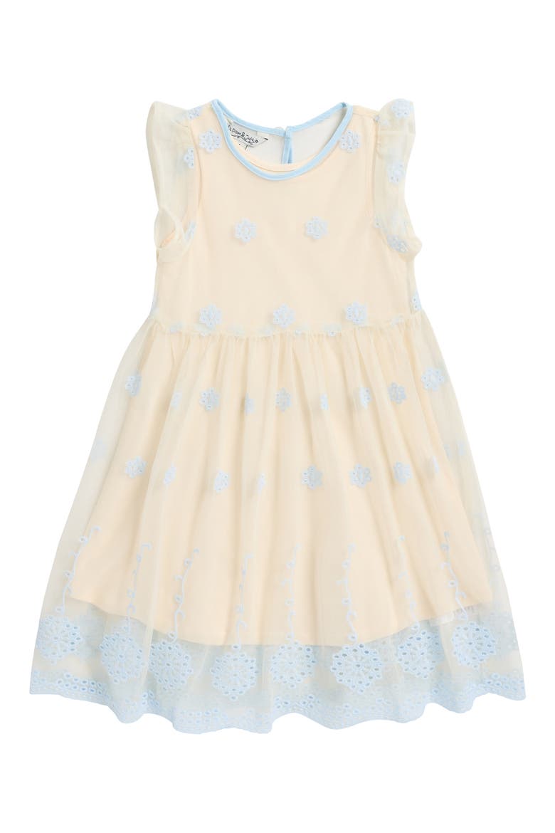 Kids' Anna Embroidered Overlay Party Dress, Main, color, BLUE IVORY
