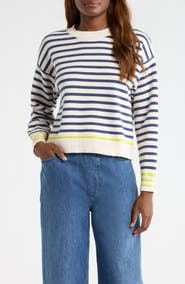 Marine Layer Suki Stripe Cotton Rollneck Sweater