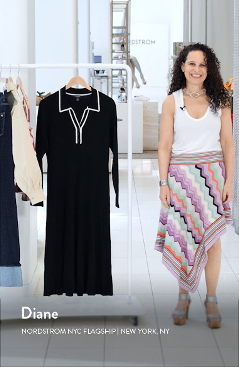 Contrast Trim Long Sleeve Sweater Dress, sales video thumbnail