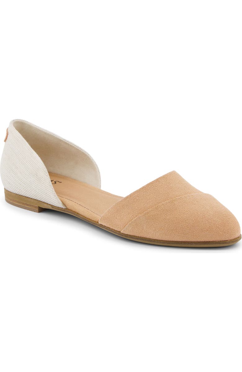 TOMS Suede & Twill d'Orsay Flat, Main, color,