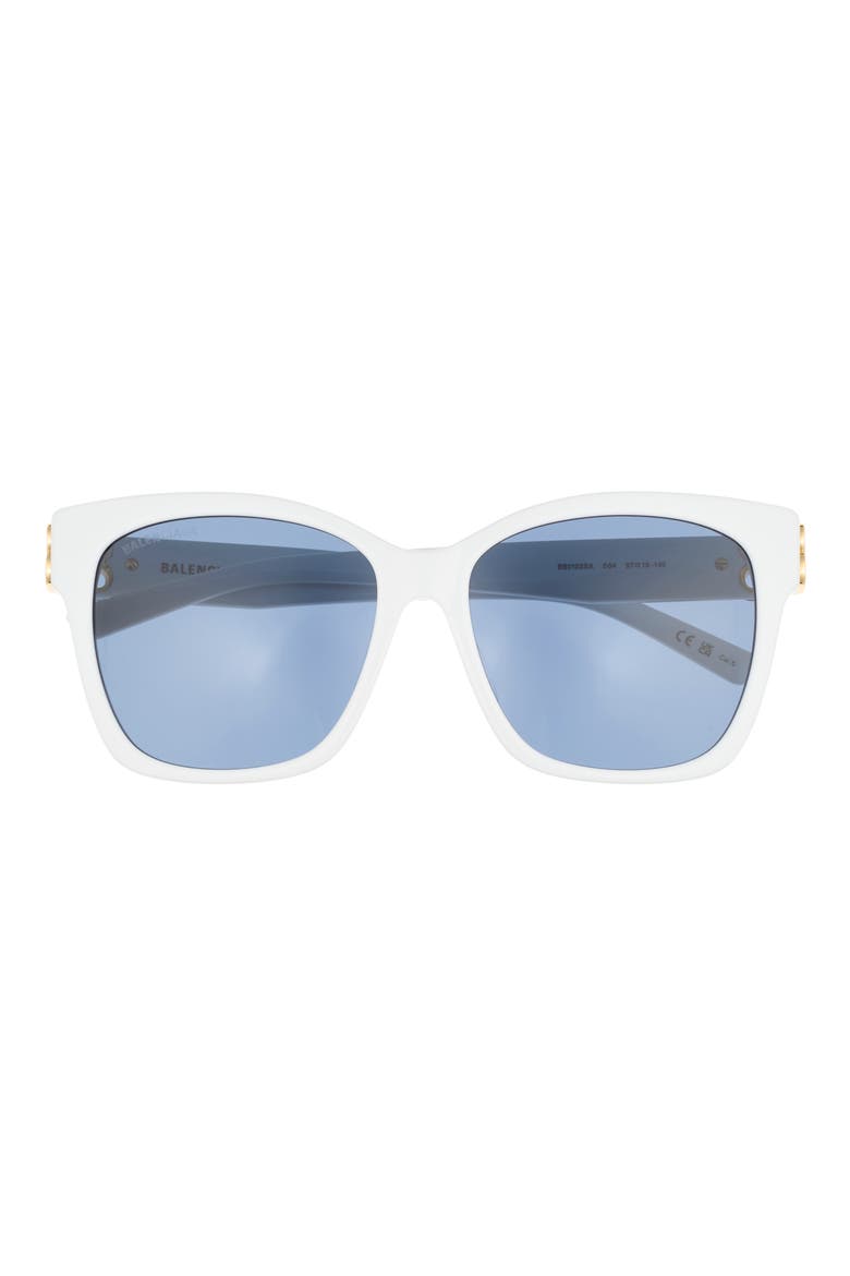 57mm Square Sunglasses, Main, color, WHITE GOLD BLUE
