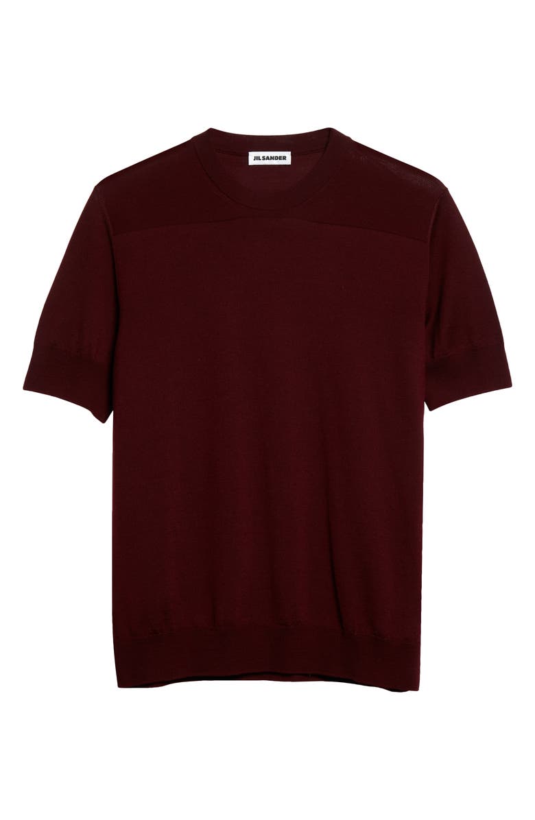 Jil Sander Superfine Merino Wool Short Sleeve Sweater, Alternate, color,