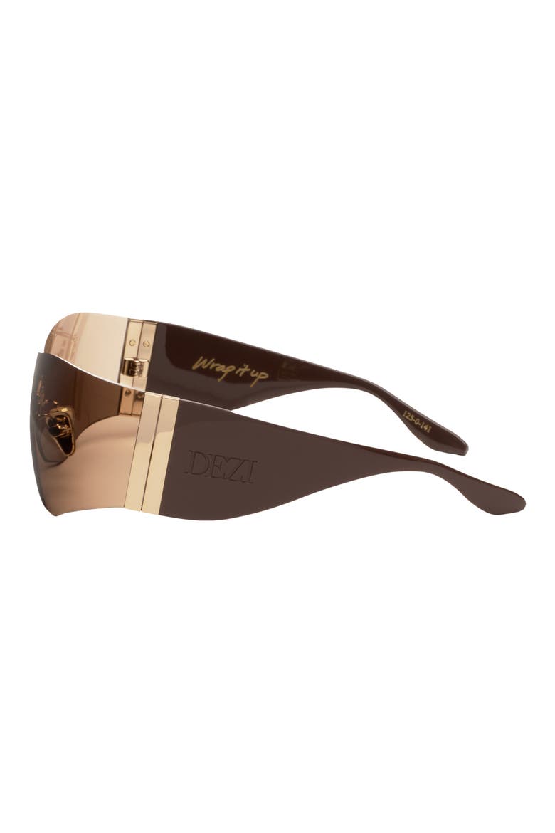 Wrap It Up 141mm Rimless Shield Sunglasses, Alternate, color, WRAP IT UP CHOCOLATE / BROWN