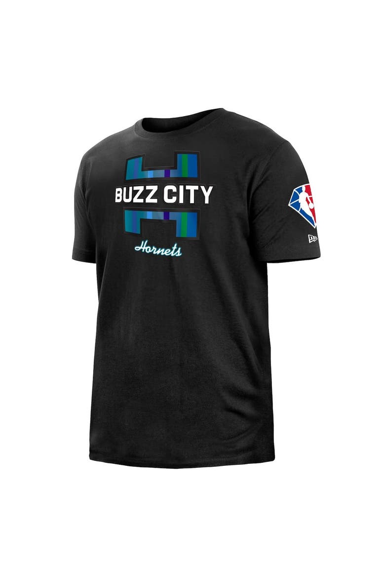 Men's New Era Black Charlotte Hornets 2021/22 City Edition Brushed Jersey T-Shirt, Alternate, color, Black
