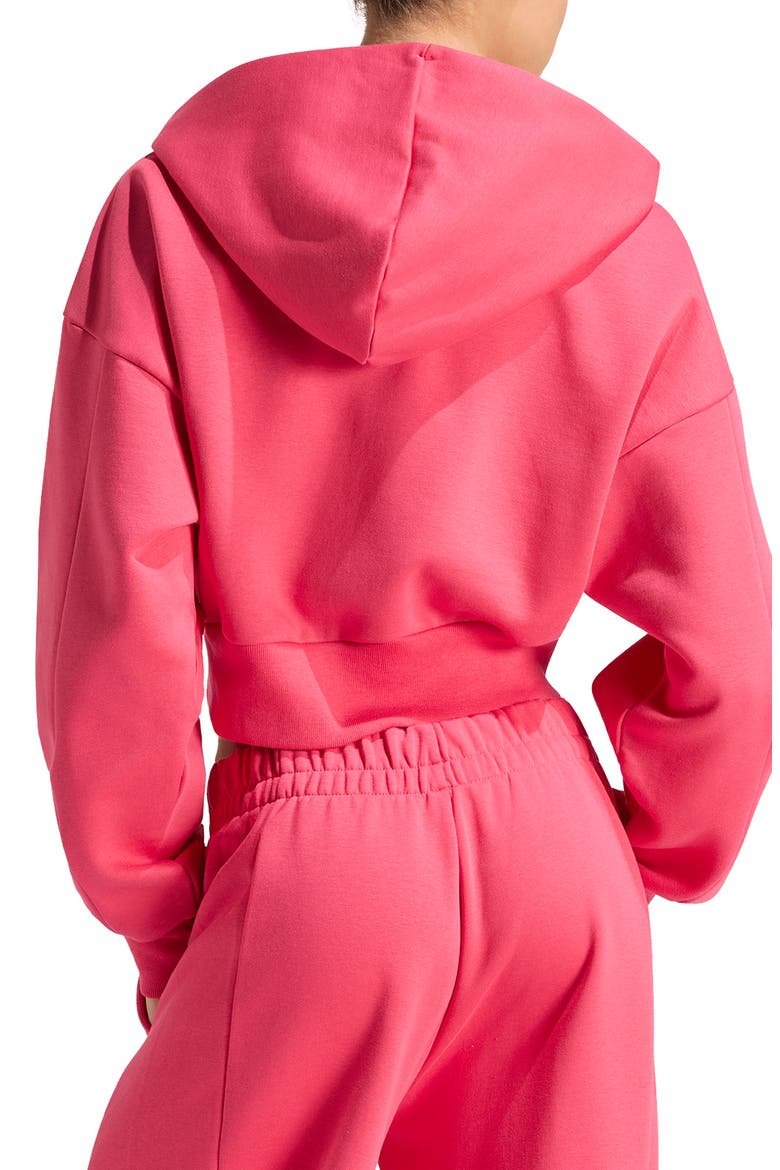 Full Zip Cropped Fleece Hoodie, Alternate, color, POWER PINK
