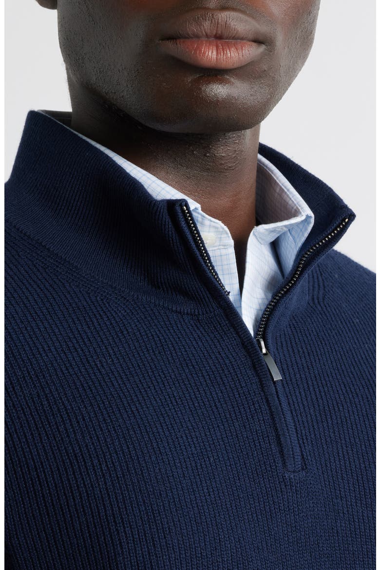 Cotton & Cashmere Quarter Zip Sweater, Alternate, color, NAVY NIGHT