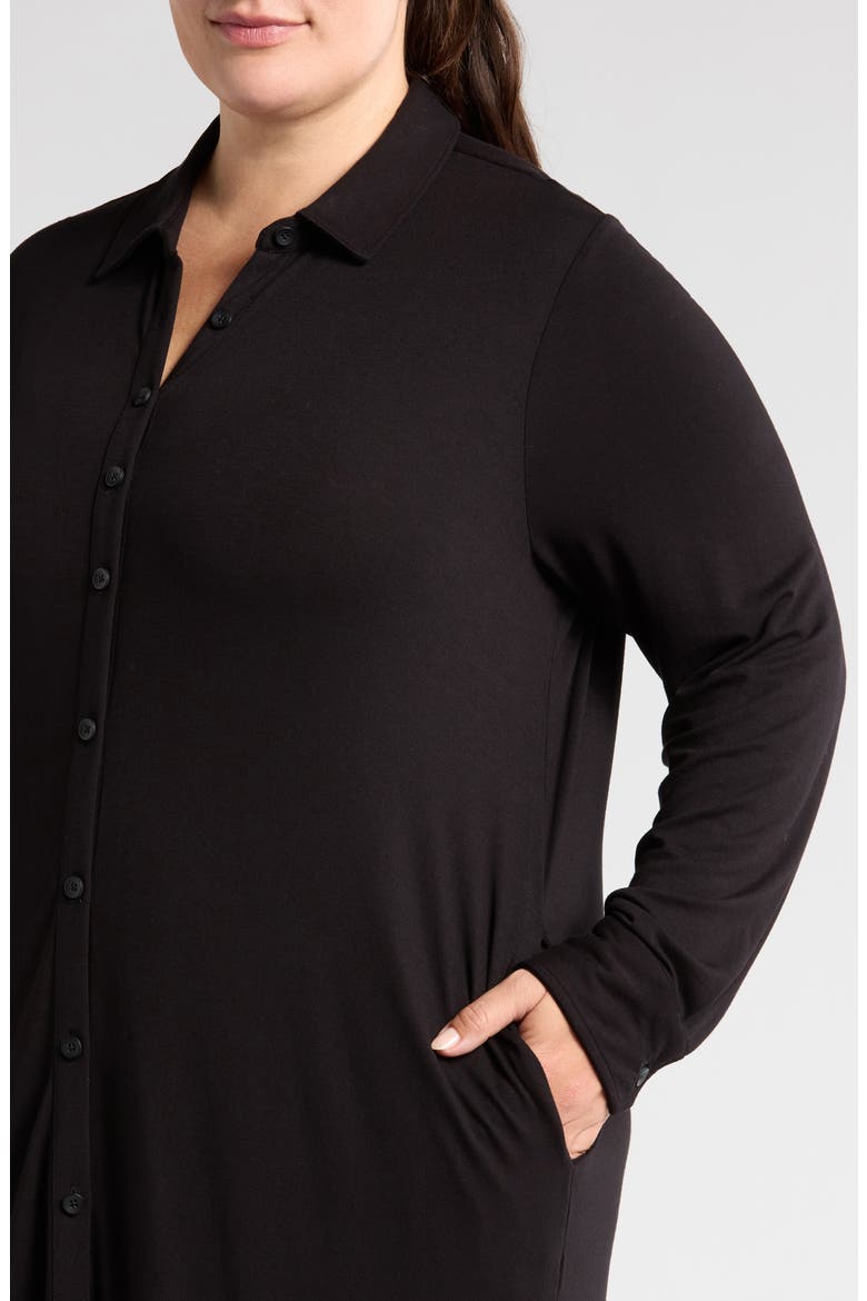 Sally Long Sleeve Liquid Jersey Shirtdress, Alternate, color, BLACK