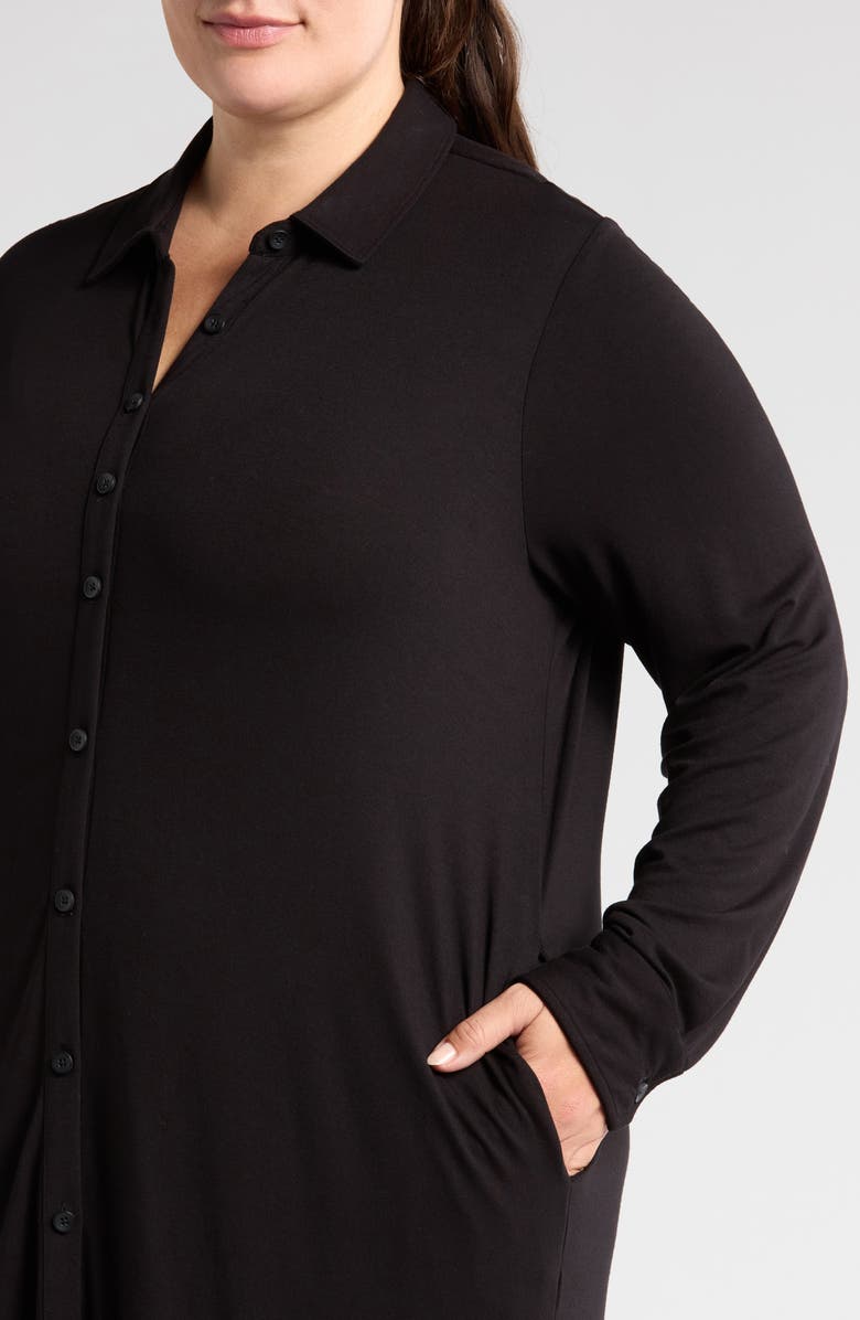 Universal Standard Sally Long Sleeve Liquid Jersey Shirtdress, Alternate, color, Black