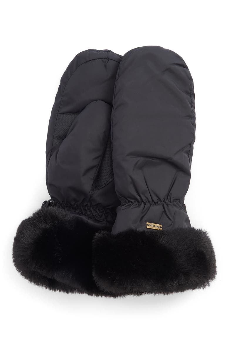 Primrose Waterproof Insulated Mittens with Faux Fur Trim, Main, color, BLACK I