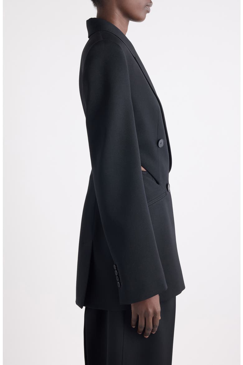 Double Breasted Slashed Wool Blazer, Alternate, color, BLACK