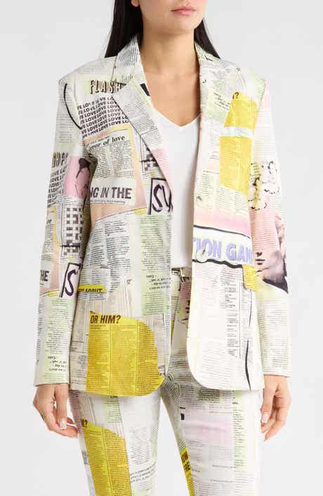 Desigual Newsprint Stretch Cotton Blazer