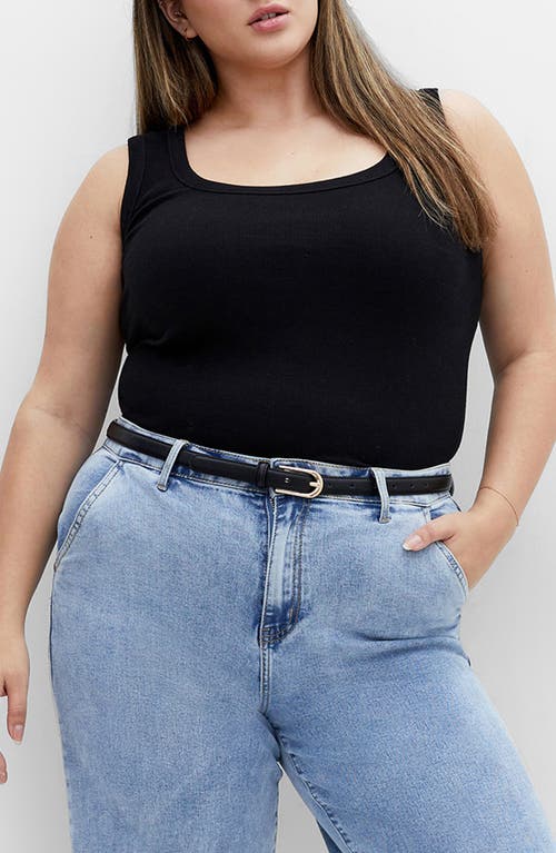 City Chic Lana Stretch Cotton Rib Tank In Black