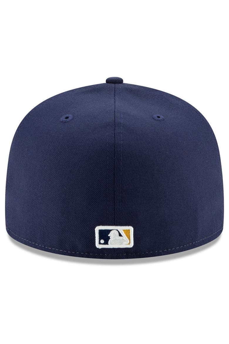Men's New Era Navy/Yellow Milwaukee Brewers Alternate Authentic Collection On-Field 59FIFTY Fitted Hat, Alternate, color, NAVY