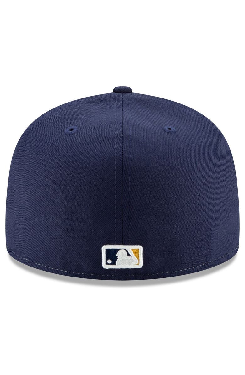 New Era Men's New Era Navy/Yellow Milwaukee Brewers Alternate Authentic Collection On-Field 59FIFTY Fitted Hat, Alternate, color, Navy