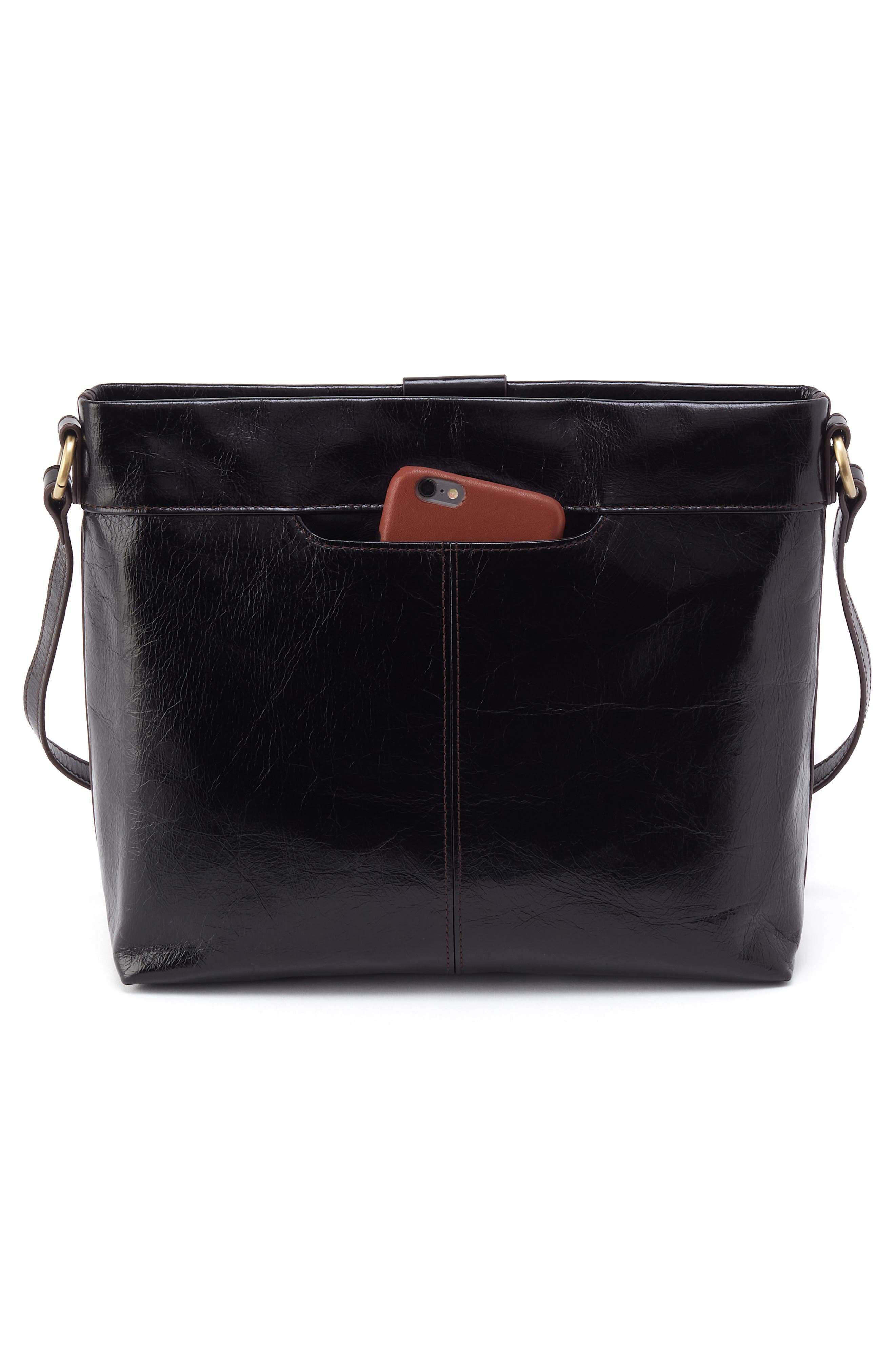HOBO Medium Romy Leather Crossbody Bag, Alternate, color, Black