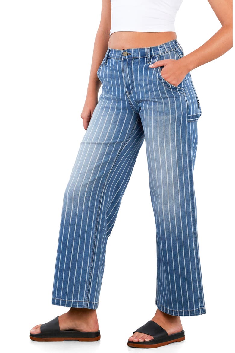 Stripe High Rise Wide Leg Jeans, Alternate, color, STONE BLUE STRIPES