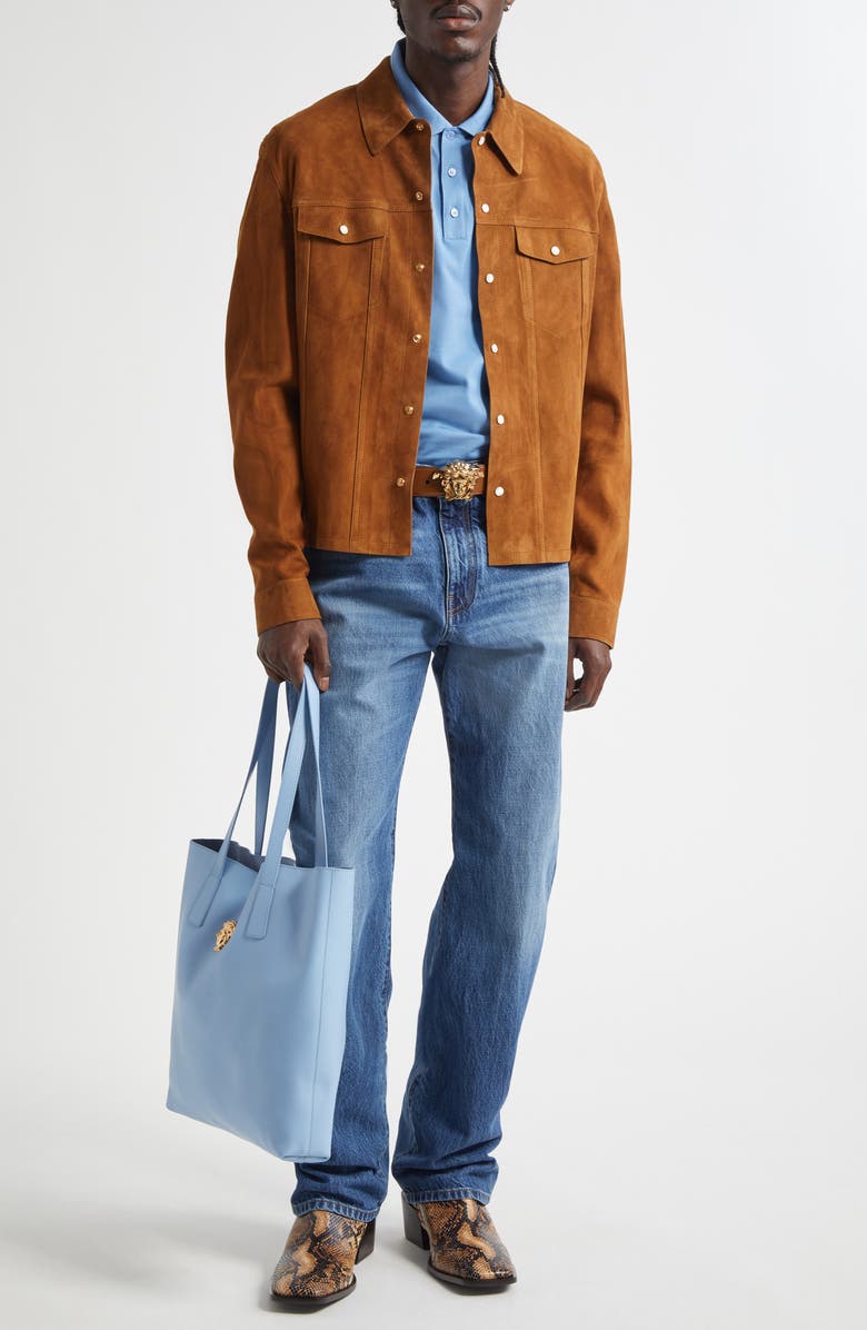 Versace Suede Overshirt, Alternate, color, 