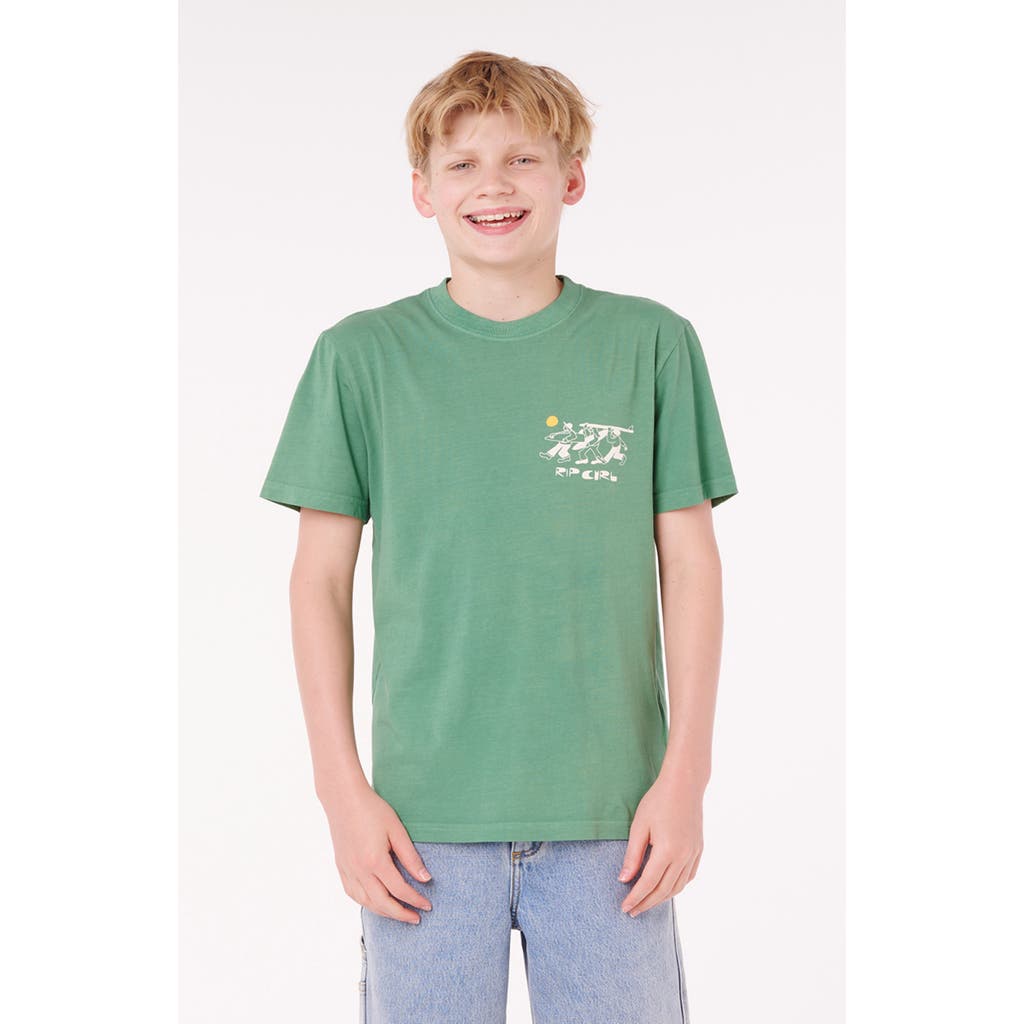 Rip Curl Kids' Dudes Cotton Graphic T-shirt In Green